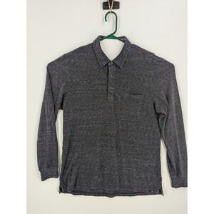 Faherty Brand Men's Blue Striped Long Sleeve Organic Cotton Polo Shirt, Large